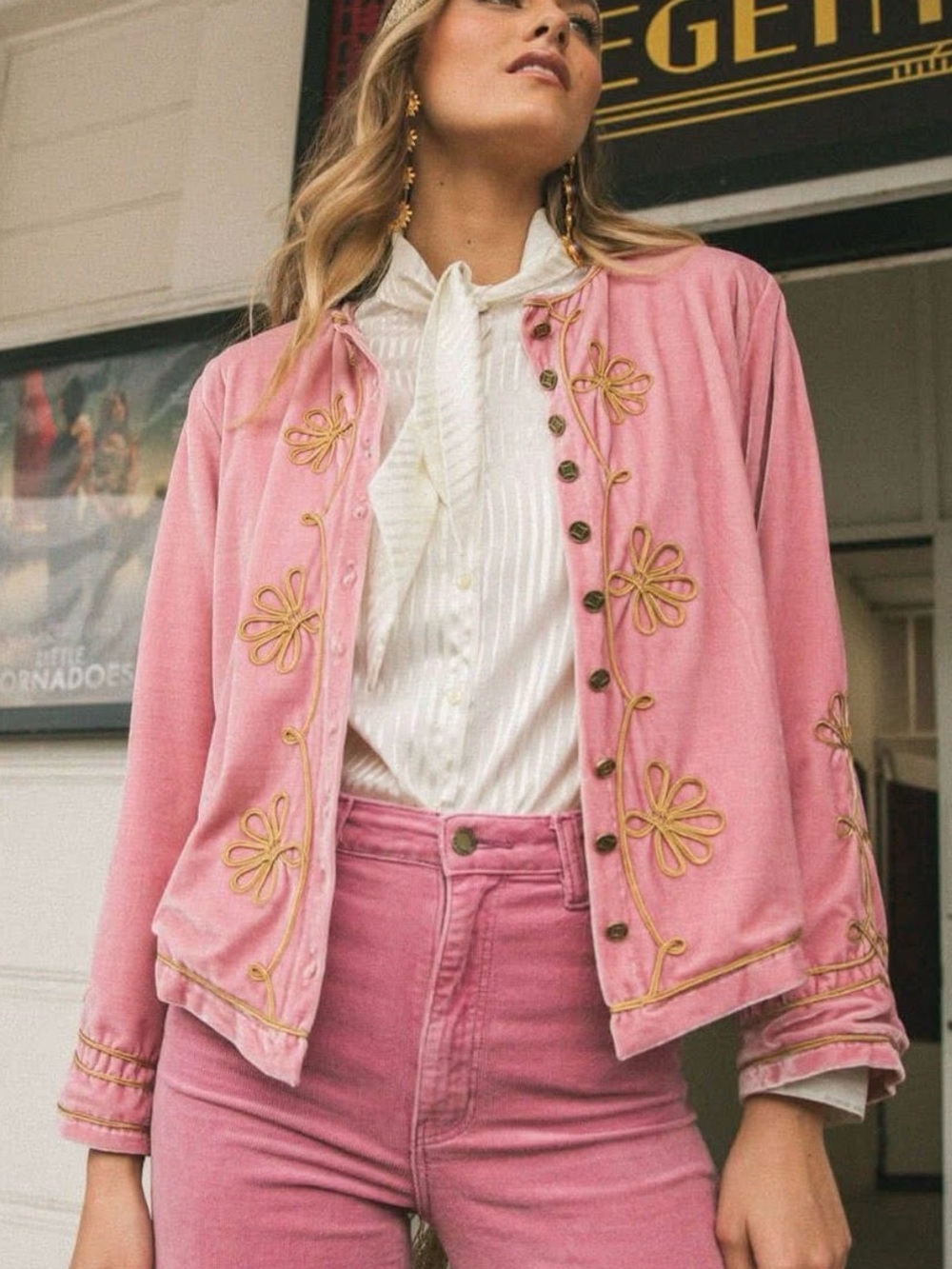 Nine Lives Bazaar pink velvet Hendrix Jacket sz 14 AU or 10US